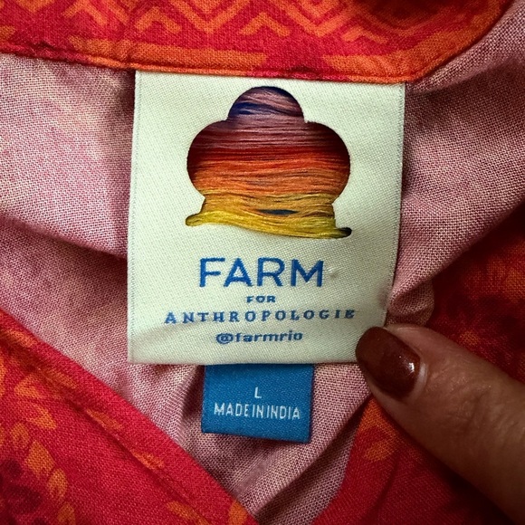 Farm Rio Long-Sleeve V-Neck Printed Tie-Front Midi Dress - Large - Picture 2 of 9